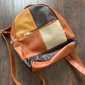 Faux leather mini backpack